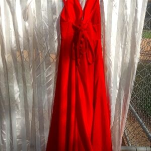 Floor length red sequin dress